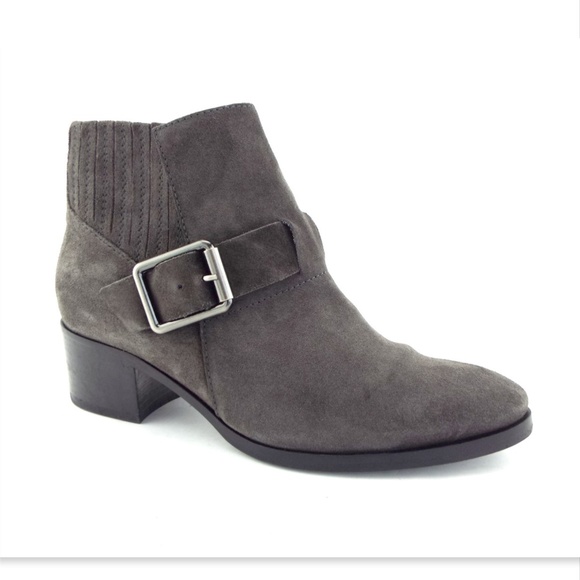 AQUATALIA Gray Suede Block Heel Booties 7 - Picture 1 of 8